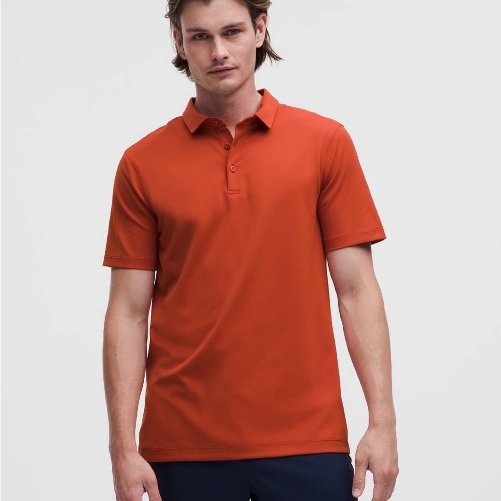 Men's Short-Sleeve Polo in Rust Orange